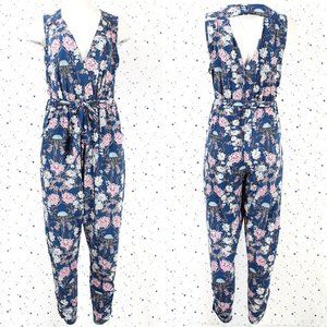Sleeveless Surplice V-neck Floral Print Jumpsuit